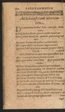 Ad Scholasticam Iuventutem.