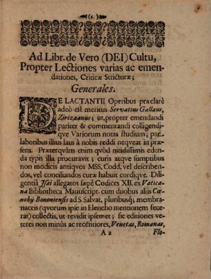 L. C. Lactantius, de vero cultu critica censura illustratus