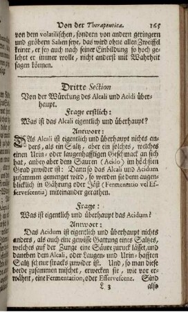Dritte Section. Von der Würckung des Alcali und Acidi überhaupt.