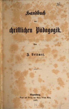 Handbuch der christlichen Pädagogik