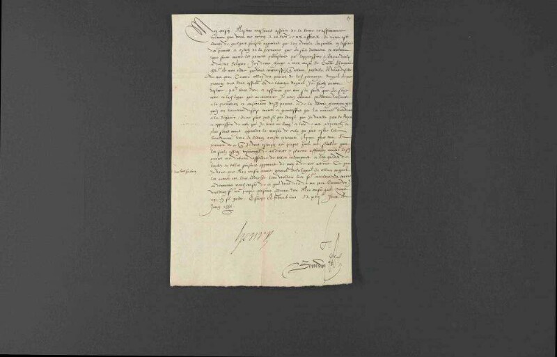 König Heinrich II. von Frankreich versichert Herzog Christoph von Württemberg seine Gunst gegenüber den protestantischen Fürsten.