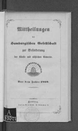 1860(1861): Mitteilungen der Patriotischen Gesellschaft von 1765 : aus dem Jahre ...