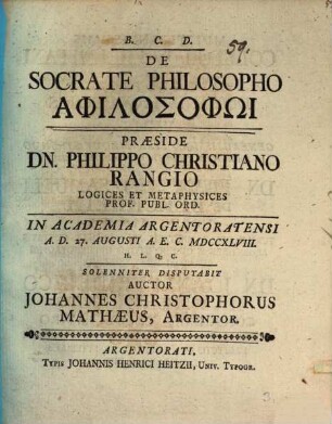 De Socrate philosopho aphilosophō