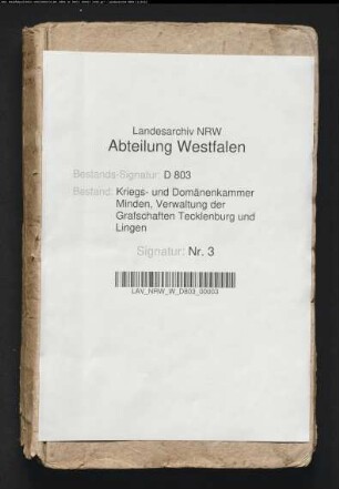 Bereisungsprotokoll der Grafschaft Tecklenburg