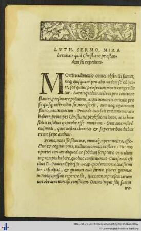 Luth. Sermo, Mira breuitate quid Christiano praestandum sit expediens.