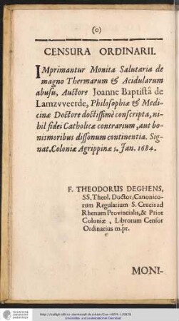 CENSURA ORDINARII.