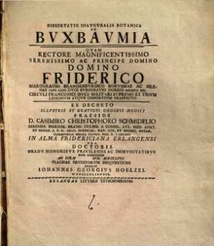 Dissertatio inauguralis botanica de Buxbaumia