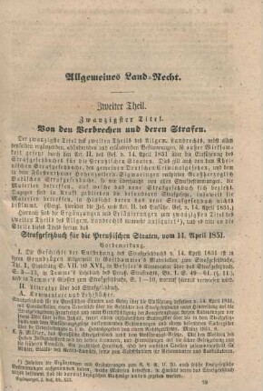 Allgemeines Land-Recht. Zweiter Theil.