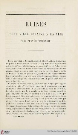 N.S. 18.1868: Ruines d'une ville romaine à Kaialik près Plevnè (Bulgarie)