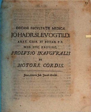 Prolusio inaug. de motore cordis