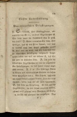 Eilfte Unterhaltung. Von öffentlichen Belustigungen.