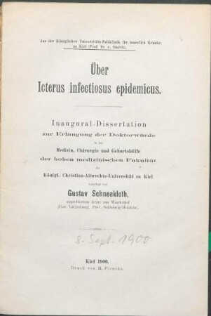 Über Icterus infectiosus epidemicus