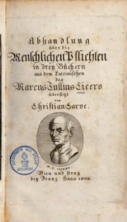 Abhandlung über die menschlichen Pflichten : in 3 Büchern, [1]
