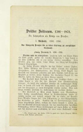 Dritter Zeitraum. 1701 - 1871