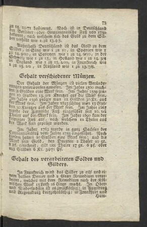 Gehalt des verarbeiteten Goldes und Silbers.