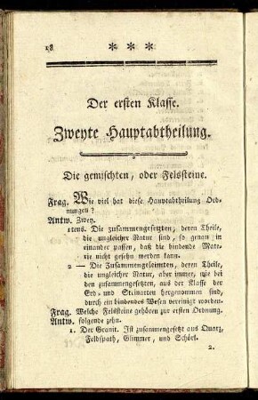 Zweyte Hauptabtheilung.