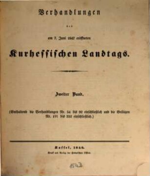 Verhandlungen des Kurhessischen Landtages. 1847,2 (1848)