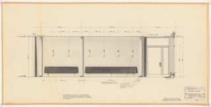 Stadthalle, Mülheim an der Ruhr Umbau: Festsaalanbau: Tresenansicht mit Beleuchtung Garderobenhalle 1:20