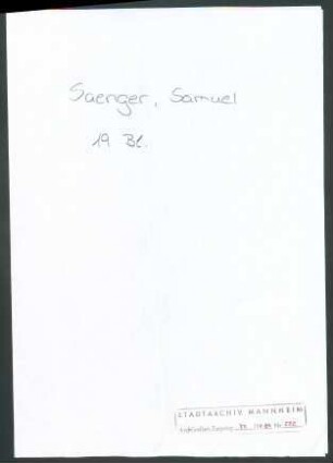 Saenger, Samuel, Die neue Rundschau Berlin, Schriftwechsel mit Wichert