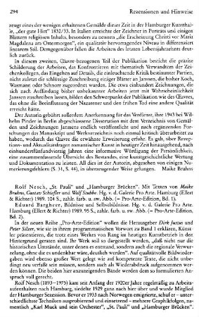 Nesch, Rolf , "St. Pauli" und "Hamburger Brücken", mit Texten von Maike Bruhns, Gustav Schiefler und Wolf Stubbe, hrsg. von der Galerie Pro Arte, (Pro-Arte-Edition, 1) : Hamburg, Ellert & Richter, 1989