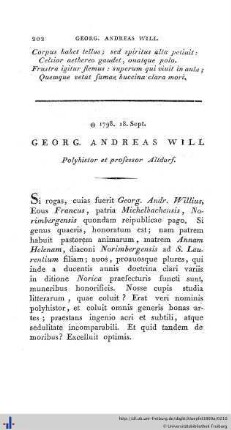 Georgius Andreas Will.
