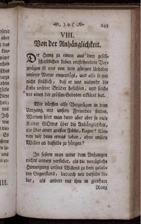 VIII. Von der Anhänglichkeit.