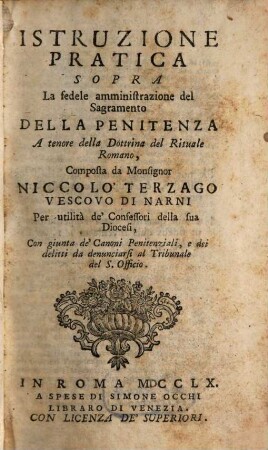 Istruzione pratica sopra l'administrazione della Penitenza