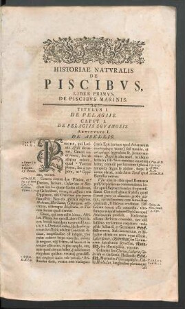 Liber primus. De Piscibus marinis.