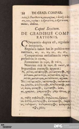 Caput Sextum. De Gradibus Comparationis.