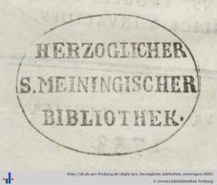 [Provenienz]: Herzogliche Bibliothek Meiningen