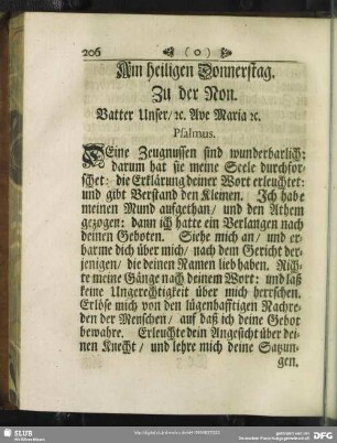 Am heiligen Donnerstag. Zu der Non
