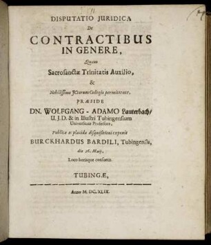 Disputatio Iuridica De Contractibus In Genere