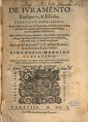 De Iuramento eiusque vi et effectu Tractatus