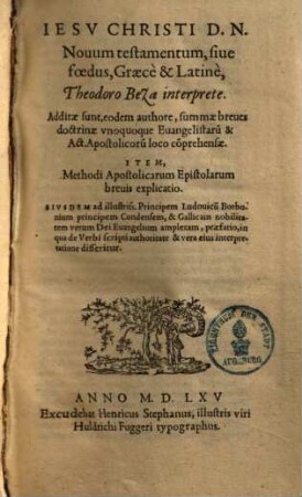 Jesu Christi D. N. Novum Testamentum sive foedus graece & latine