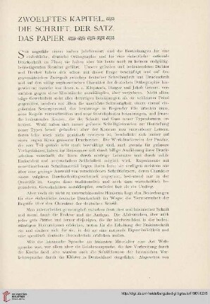 Zwoelftes Kapitel. Die Schrift, der Satz, das Papier