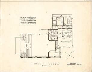 Dolmetsch, Heinrich; Holzbronn; Ev. Pfarrkirche mit Pfarrhaus - Grundriss 1. OG