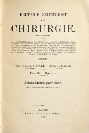 Deutsche Zeitschrift für Chirurgie. 38. 1894