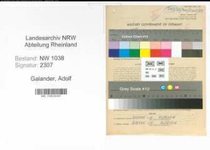 Entnazifizierung Adolf Galander , geb. 16.04.1896 (Prokurist)