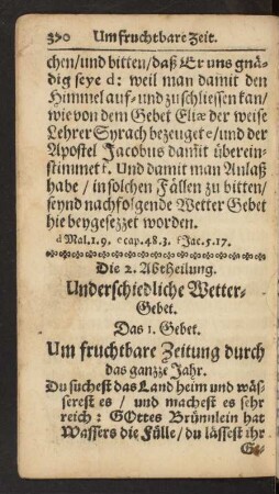Die 2. Abtheilung. Underschiedliche Wetter-Gebet.