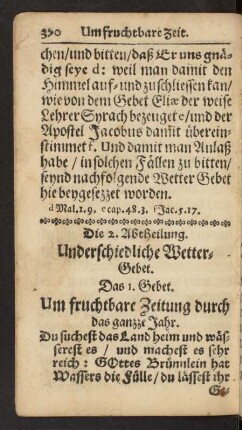 Die 2. Abtheilung. Underschiedliche Wetter-Gebet.
