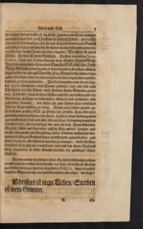 Leichen-Text/[...] ist zu finden Phil. I, 21. lautet [...] wie folget: