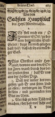 Von dem Sechsten Hauptstück des Heyl. Abendmahls.