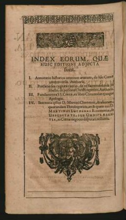 Index Eorum, Quae Huic Editioni Adiecta sunt.