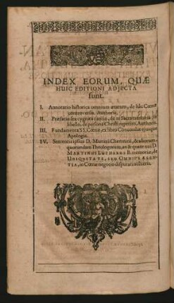 Index Eorum, Quae Huic Editioni Adiecta sunt.