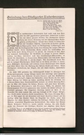 Gründung des Stuttgarter Liederkranzes