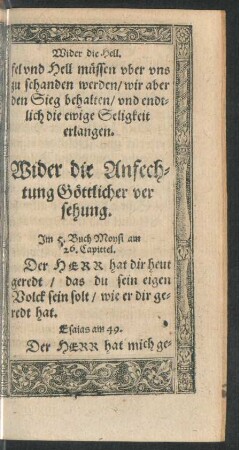 Wider die Anfechtung Göttlicher versehung.