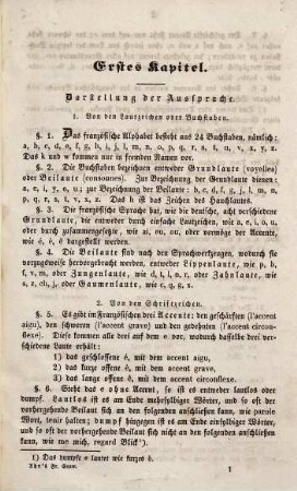 Französische Grammatik für Gymnasien und höhere Bürgerschulen, 1. Die elementare Grammatik