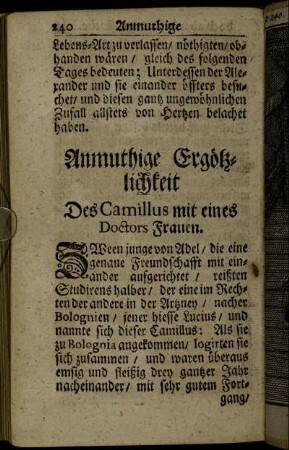 Anmuthige Ergötzlichkeit Des Camillus mit eines Doctors Frauen.