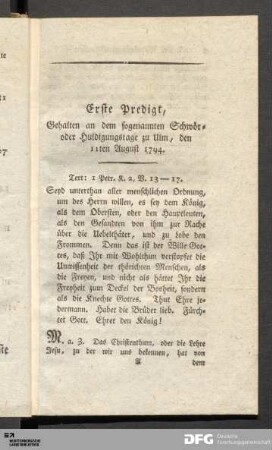Erste Predigt.