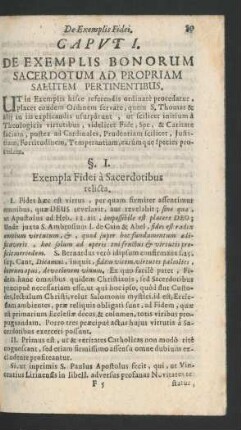 Capvt I. De Exemplis Bonorum Sacerdotum Ad Propriam Salutem Pertinentibus.